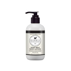 Dionis Goat Milk Body Lotion Vanilla Chai pump showcases rich hydration for daily moisturization