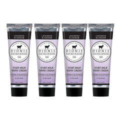 Dionis Goat Milk Hand Cream Lavender Blossom Set shown with lavender for soothing aromatherapy.