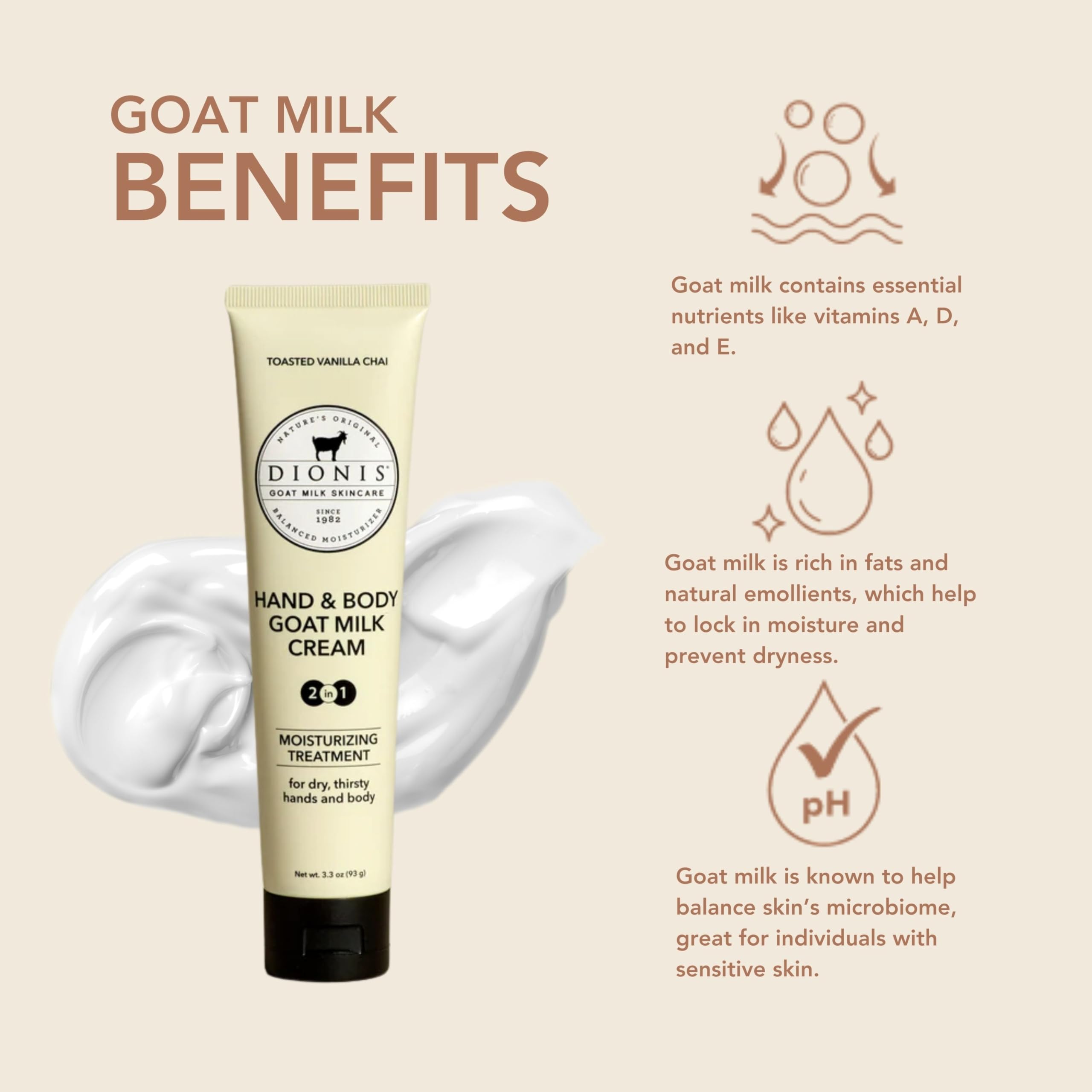 Dionis goat milk skincare close-up texture showing rich hydration.