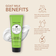 Dionis Goat Milk Verbena & Cream texture closeup shows fast-absorbing hydration.
