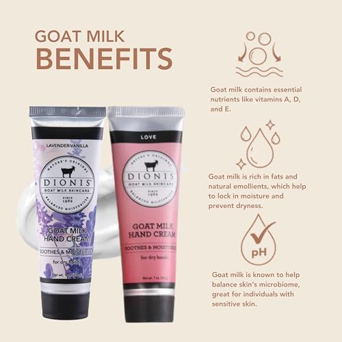 Dionis hand cream closeup showing lavender scent and creamy texture.
