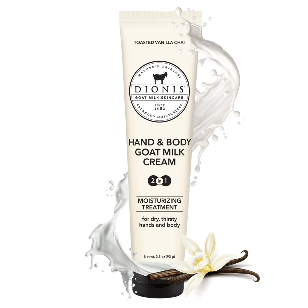 Dionis Vanilla Chai travel-size cream bottle for on-the-go hydration.