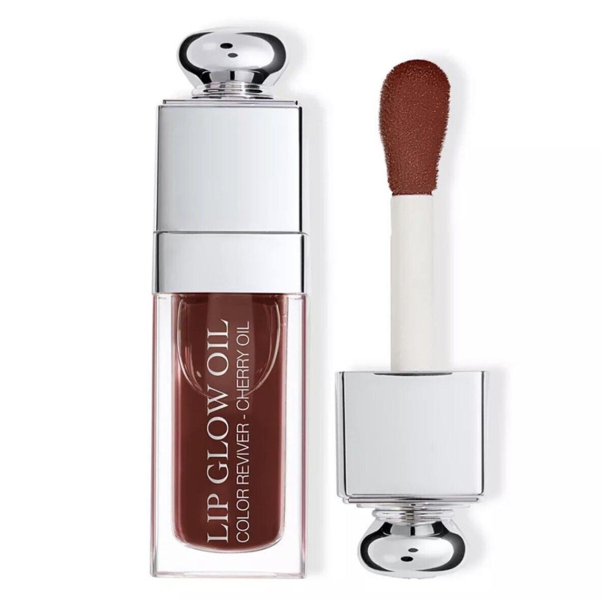 Dior Addict Lip Glow Oil 020 Mahogany bottle with rich tint for all-day shine.