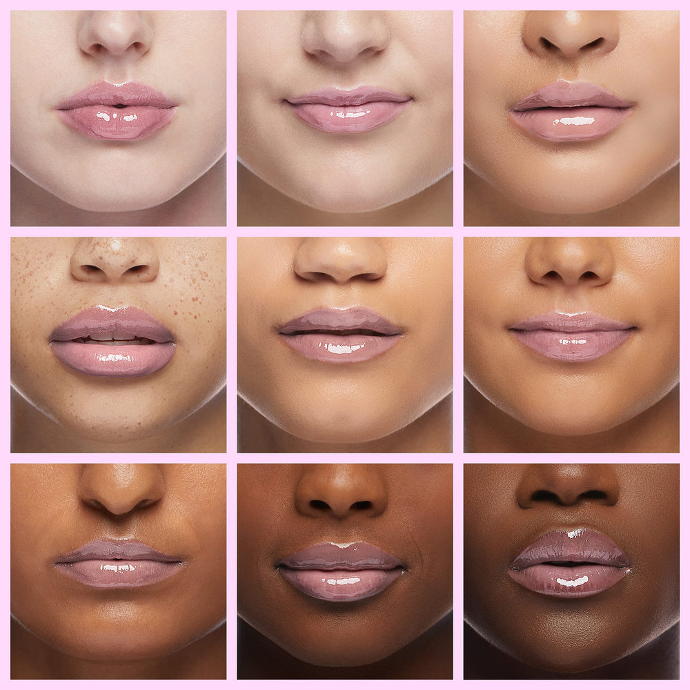 Dior Addict Lip Glow Oil on lips shows berry gloss and smooth texture