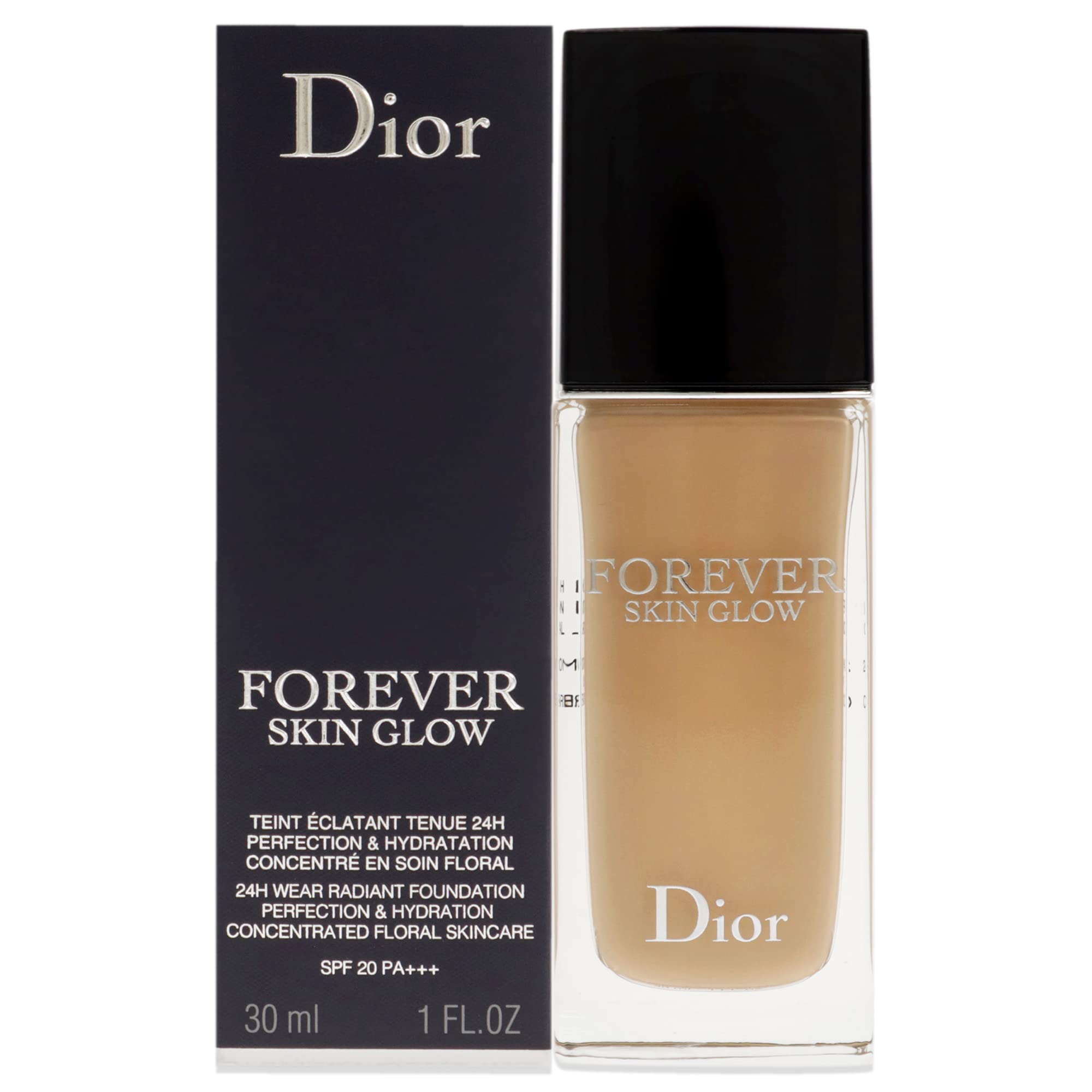 Dior Forever Skin Glow bottle closeup showing radiant, long-wear finish.