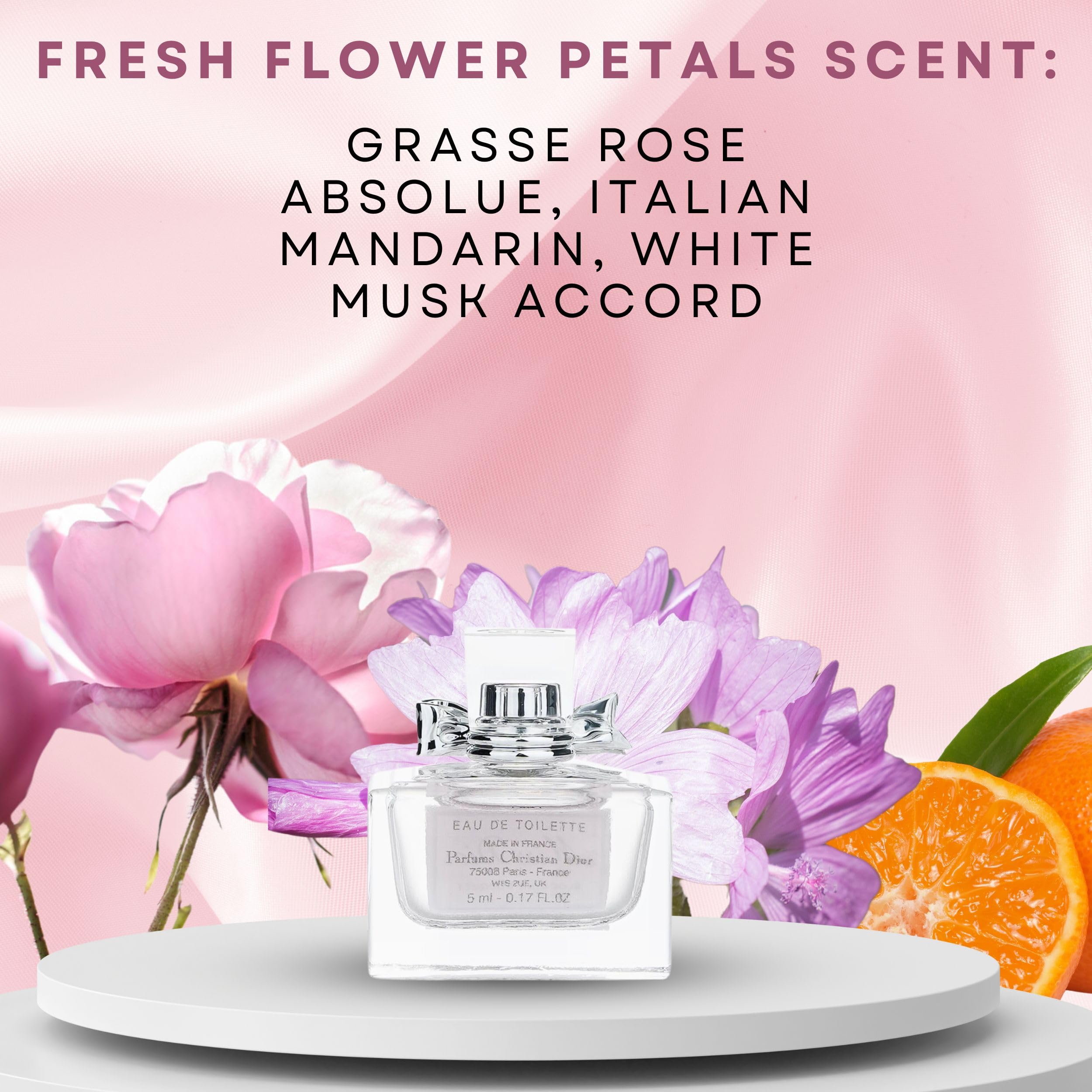 Dior Miss Dior Blooming Bouquet base-notes texture with white musk for a soft finish.