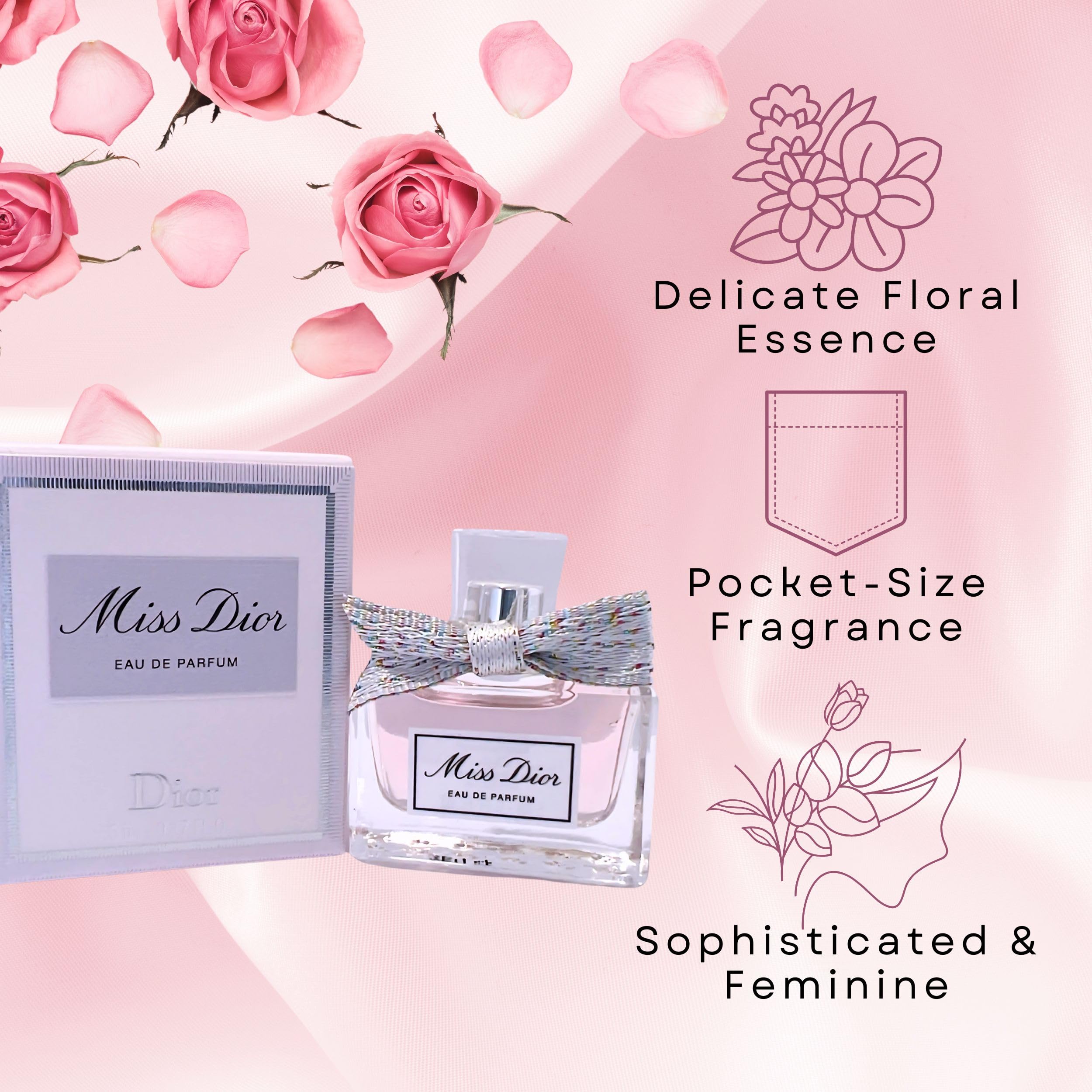 Dior Miss Dior Blooming Bouquet travel-size pack shot ideal for purse travel.