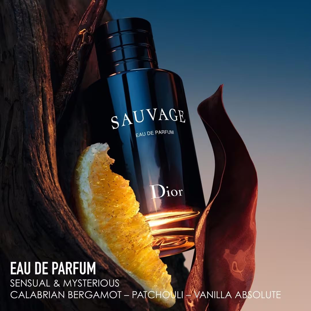 Dior Sauvage Parfum wilderness scene lifestyle shot suggesting versatile wear.