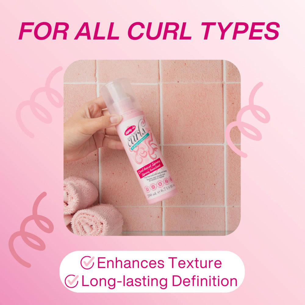 Dippity Do Curl Boost Spray color-safe formula helps maintain vibrant curls.