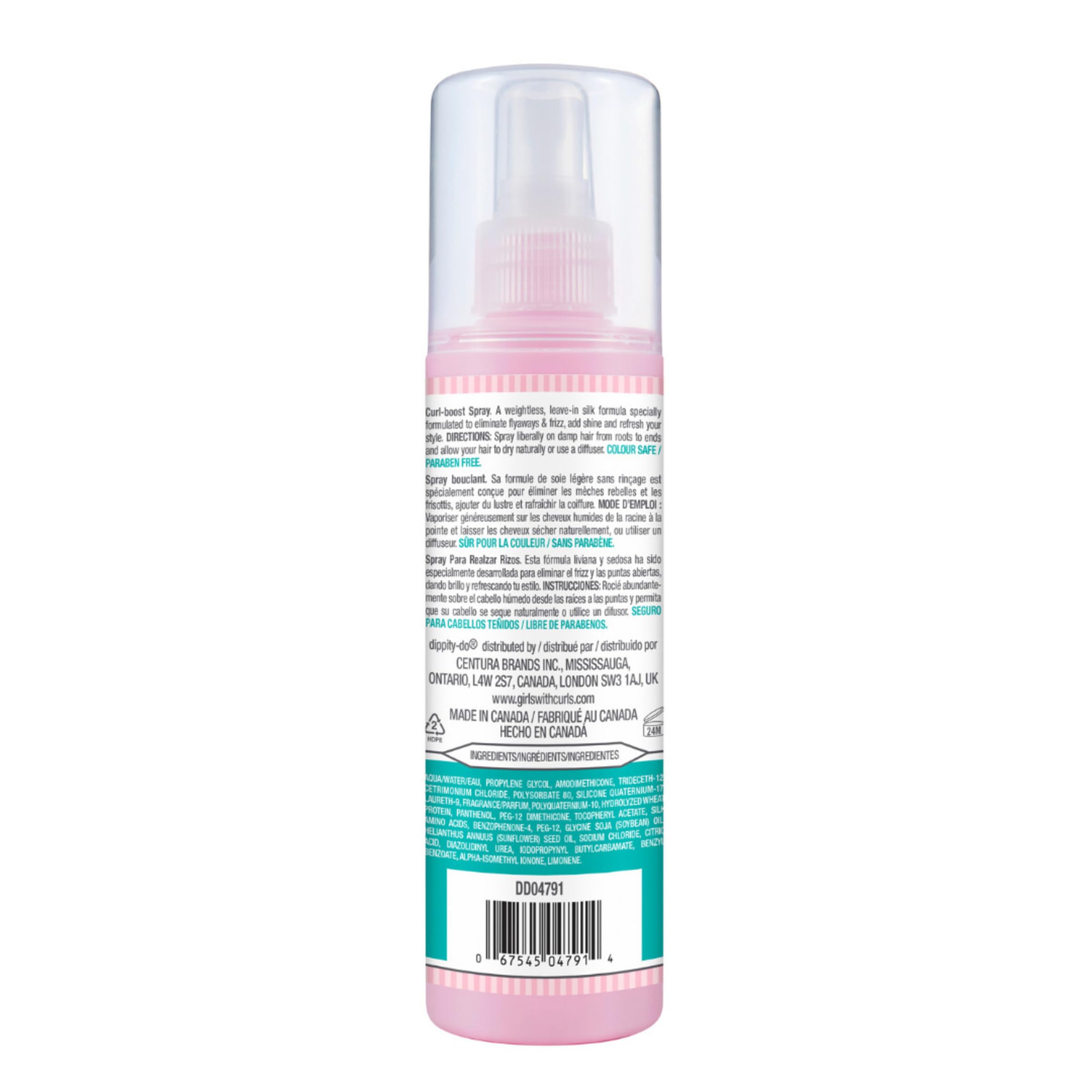 Dippity Do Curl Boost Spray packaging shows 6.7 oz size details.