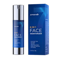 DipSeven 6-in-1 face cream bottle close-up showing hydration and simplicity