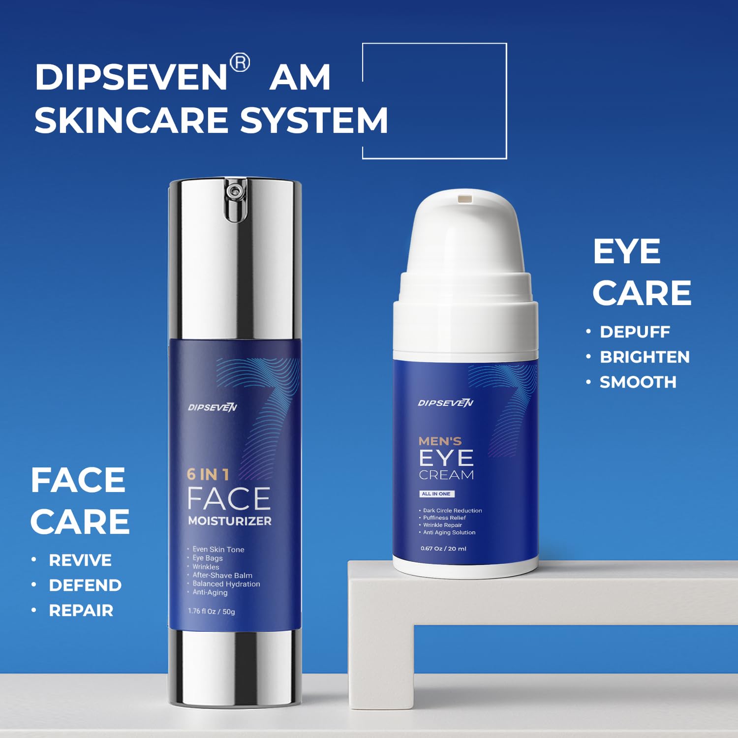 DipSeven daily routine for men with product in hand for efficiency