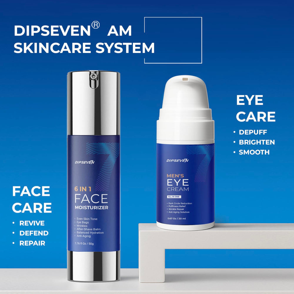 DipSeven daily routine for men with product in hand for efficiency