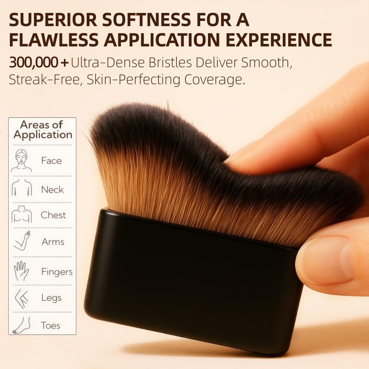Diryi professional kabuki brush curved-head hugs contours for precise blending.