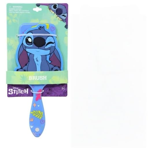 Disney Stitch hair brush closeup of soft bristles for wet or dry hair and everyday use.