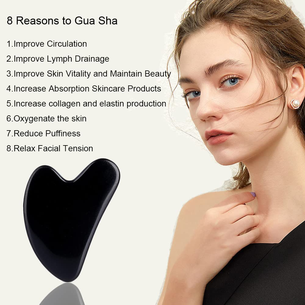 Ditind Gua Sha natural jade face tool promotes circulation and skin vitality.