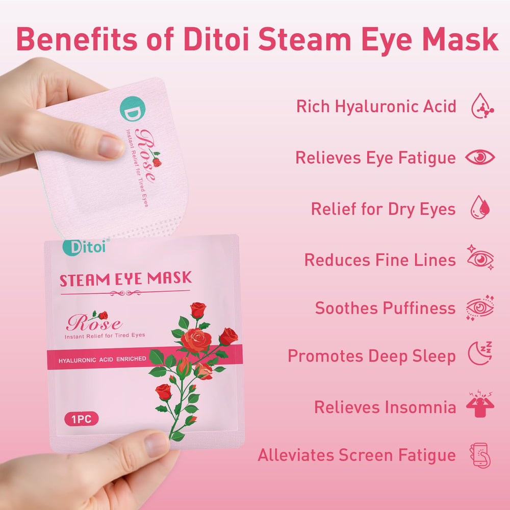 Ditoi mascarilla ocular rosa, uso cómodo para descansar los ojos.