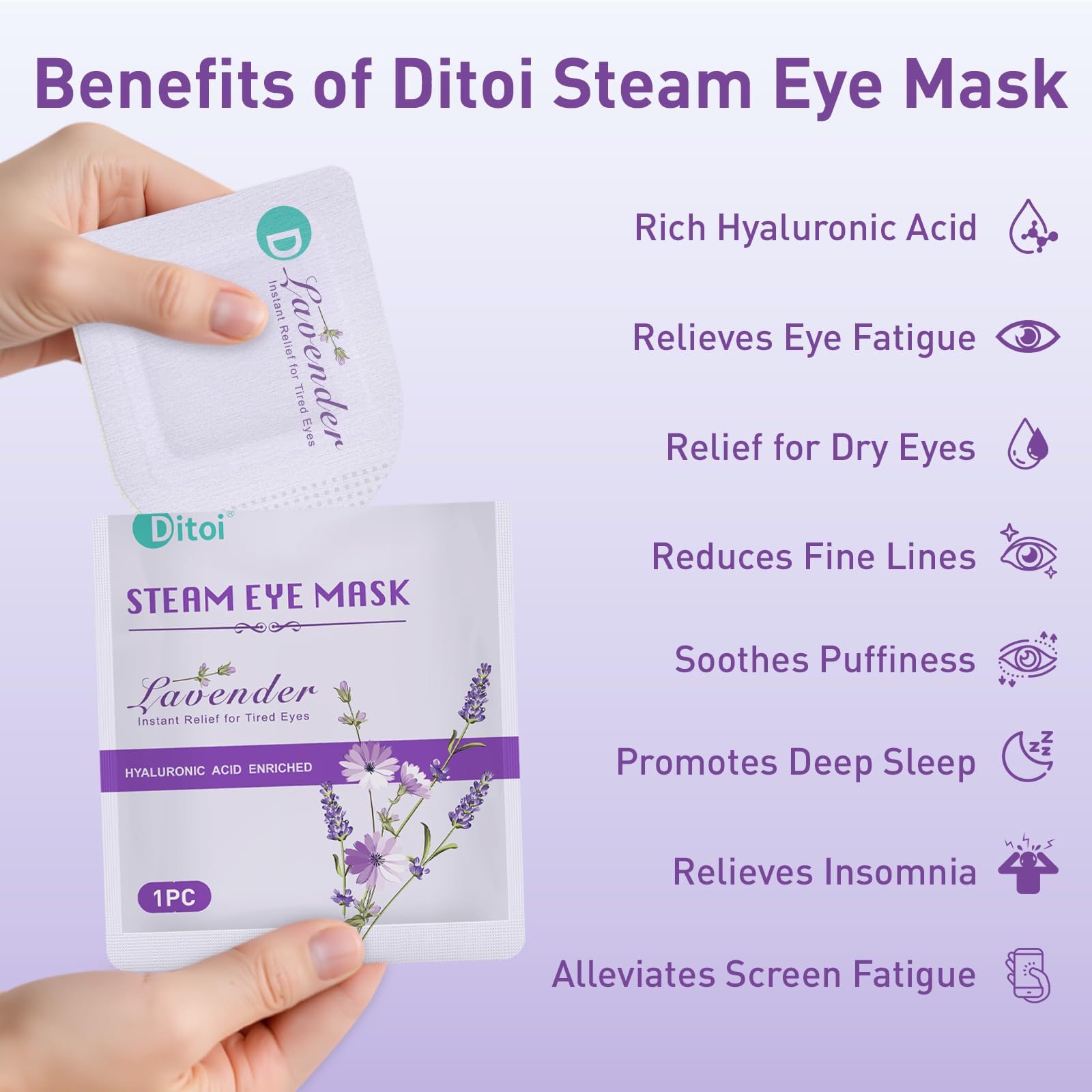 Ditoi steam eye mask soft-material closeup shows comfortable fit