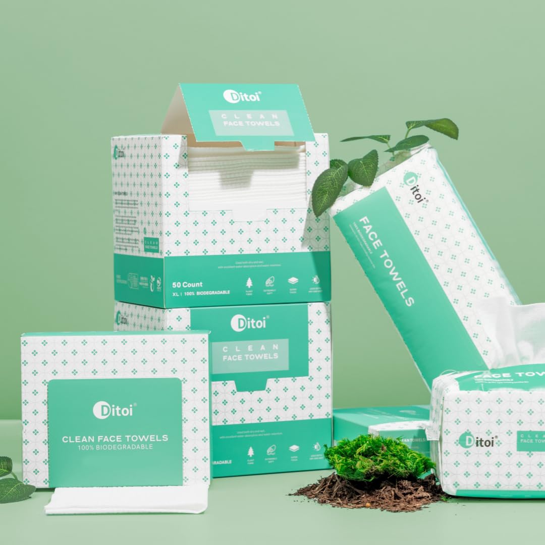 Ditoi disposable face towels multipurpose cleaning image shows home and travel uses.