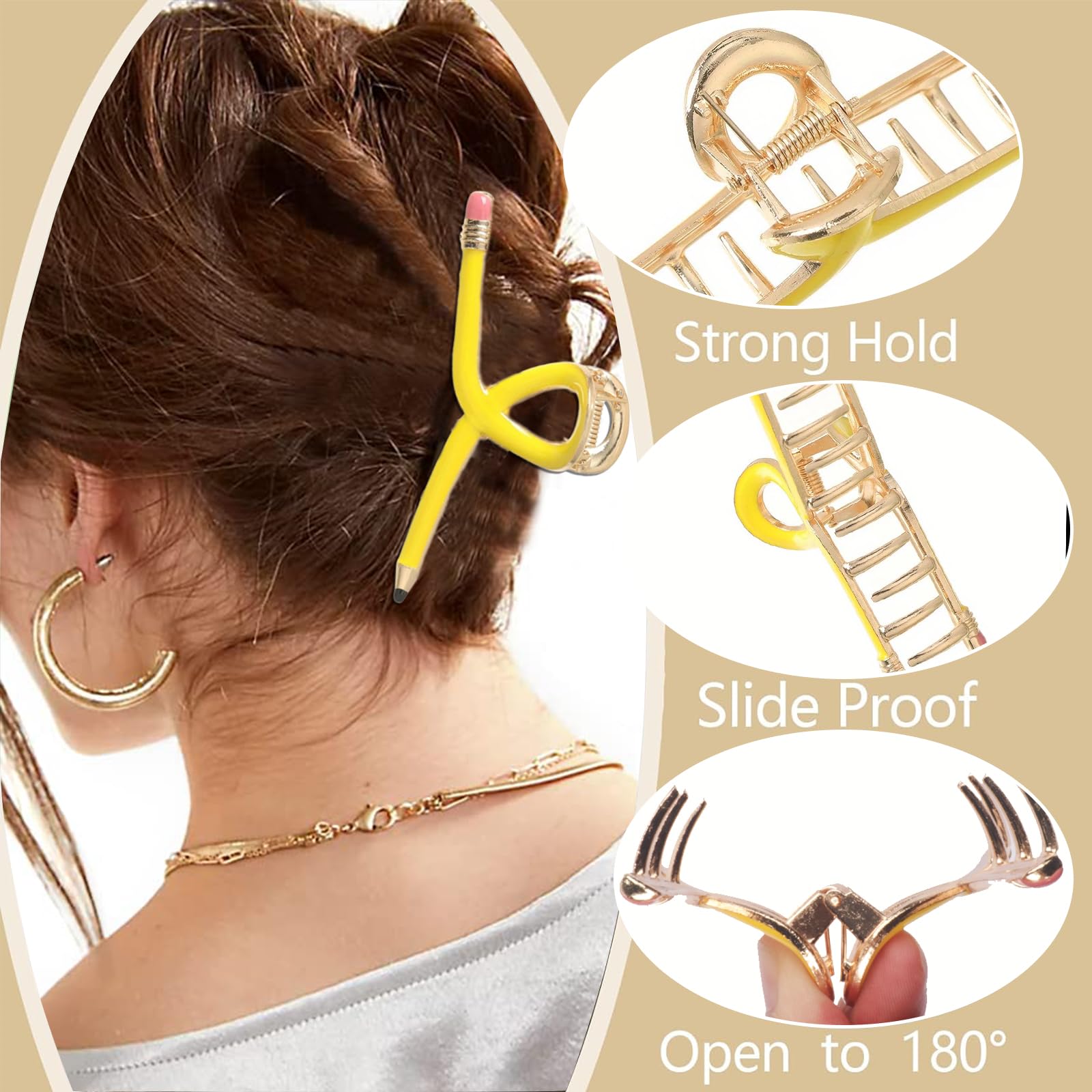 DIUEWOW pencil claw hair clip back-to-school adds playful charm to uniforms