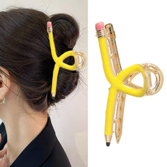 DIUEWOW pencil claw hair clip yellow keeps hair tidy for school