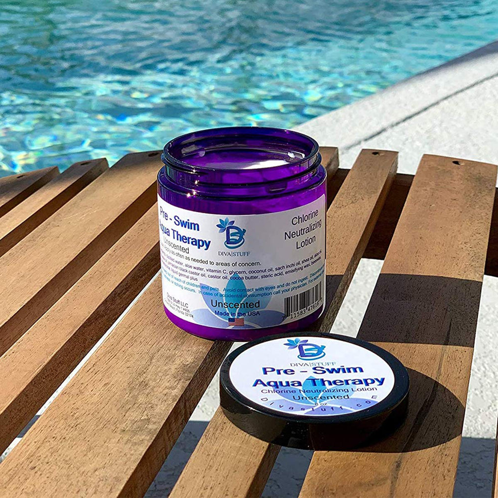 Diva Stuff Beeswax protective layer image indicates skin barrier against drying while swimming.