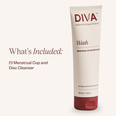 DIVA Wash bottle side view highlights a compact tube design keeping soap off surfaces.