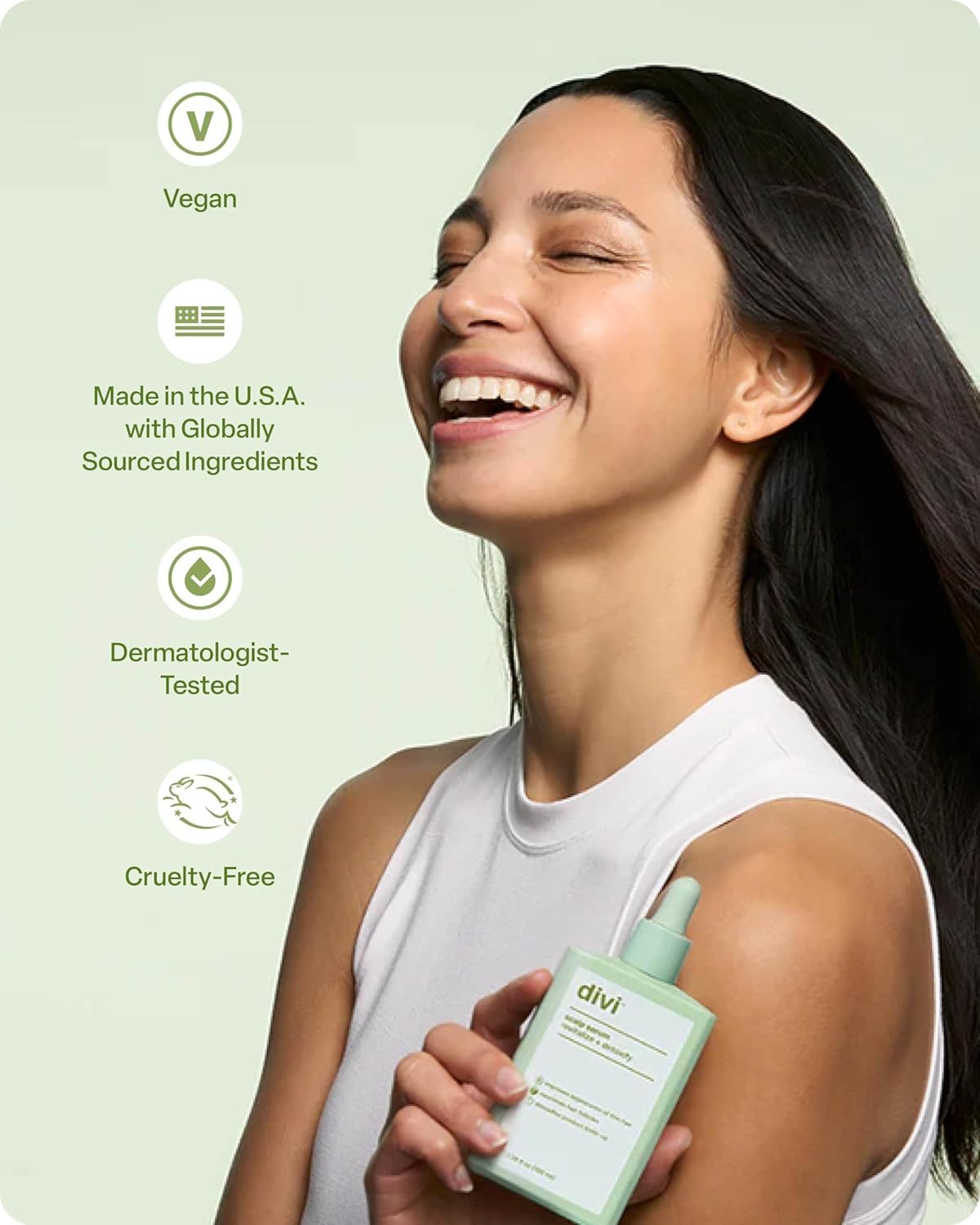 Divi bathroom scene suggests daily use for refined, healthy-looking hair.