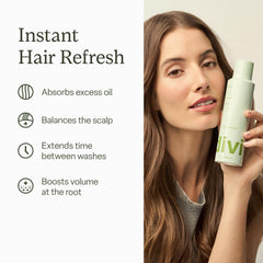 Divi balance-blend formula helps absorb oil and keep hair from looking greasy.