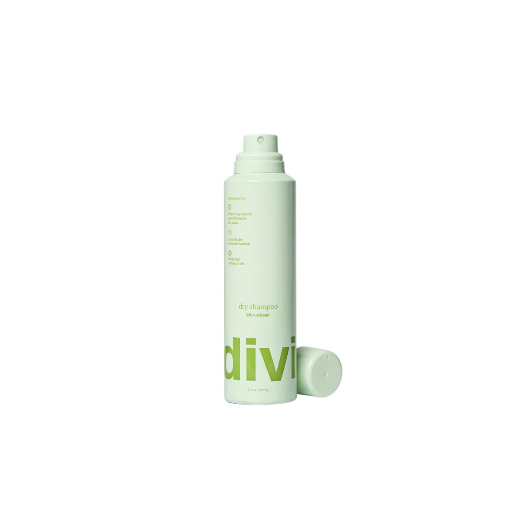 Divi dry shampoo spray bottle demonstrates quick oil absorption for between-wash refresh