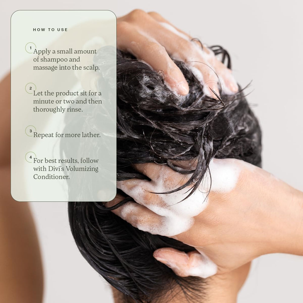 Divi Mini Volumizing bottle label notes USA-made, vegan, paraben-free