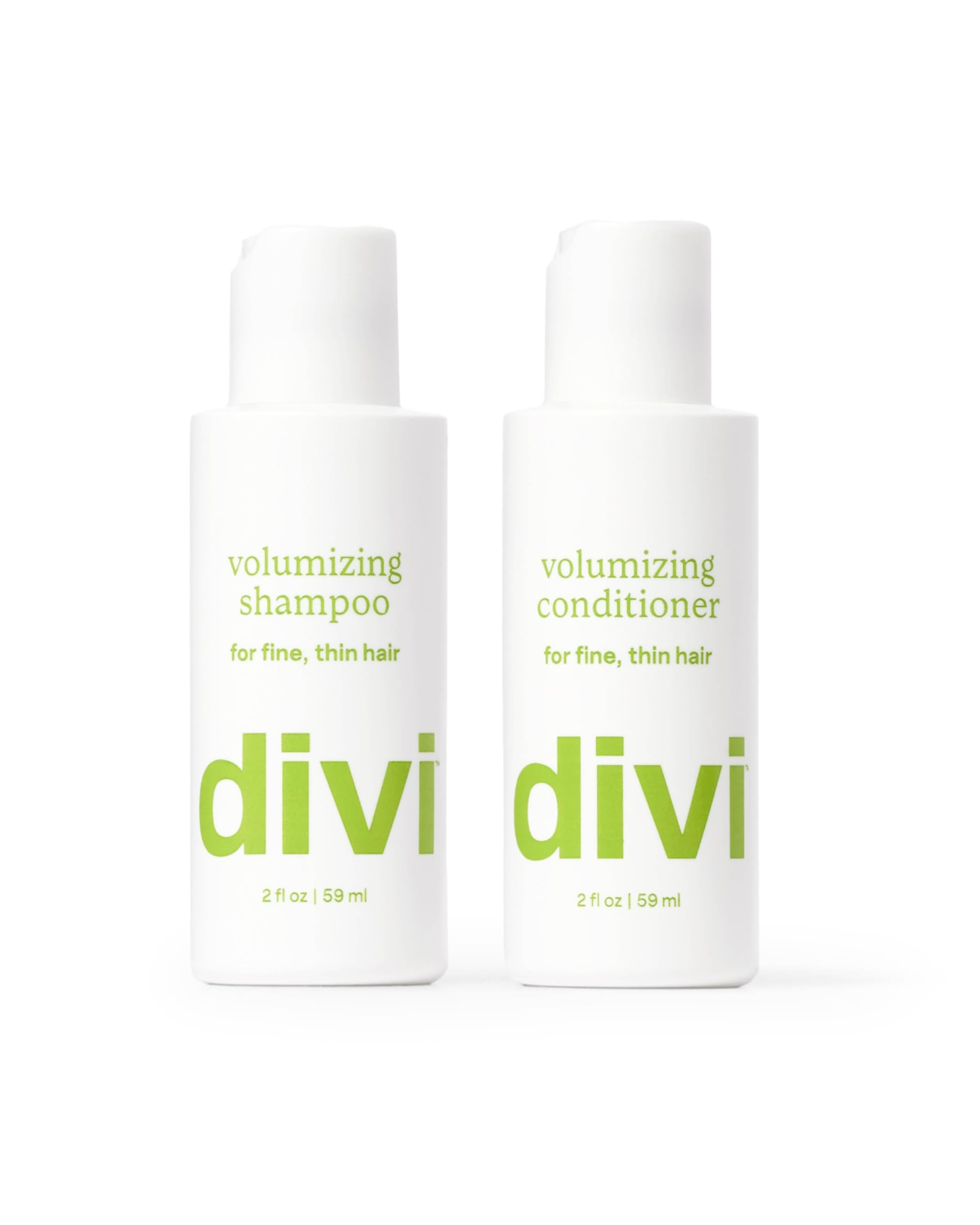 Divi Mini Volumizing Conditioner bottle-front view demonstrates weightless hydration for silky strands