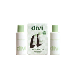 Divi Mini Volumizing Shampoo bottle-front view shows lightweight lift for fine hair