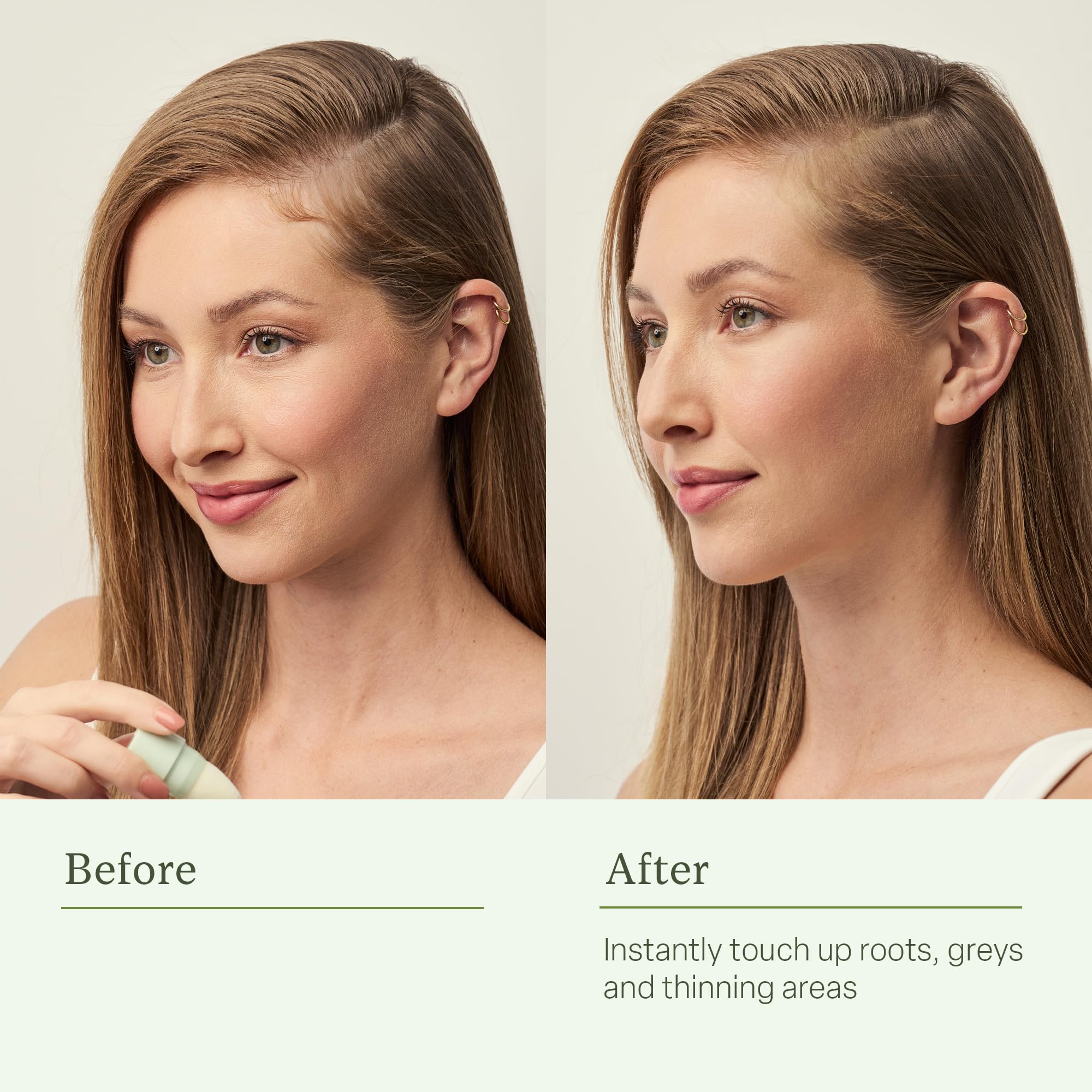 Divi Root Touch-Up Powder on-the-go usage in motion.
