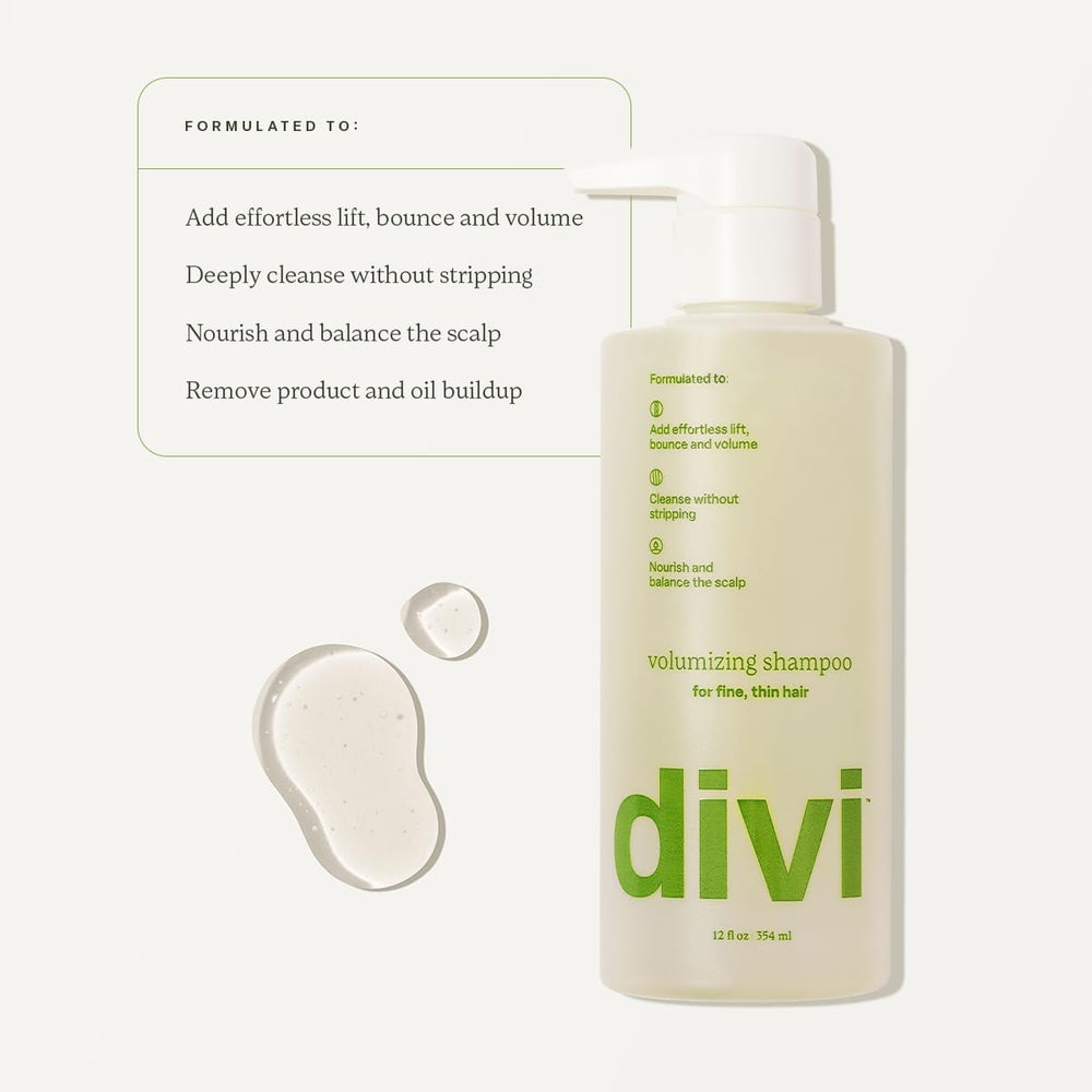 Divi Volumizing Shampoo lather close-up indicating cleansing action for balanced scalp.