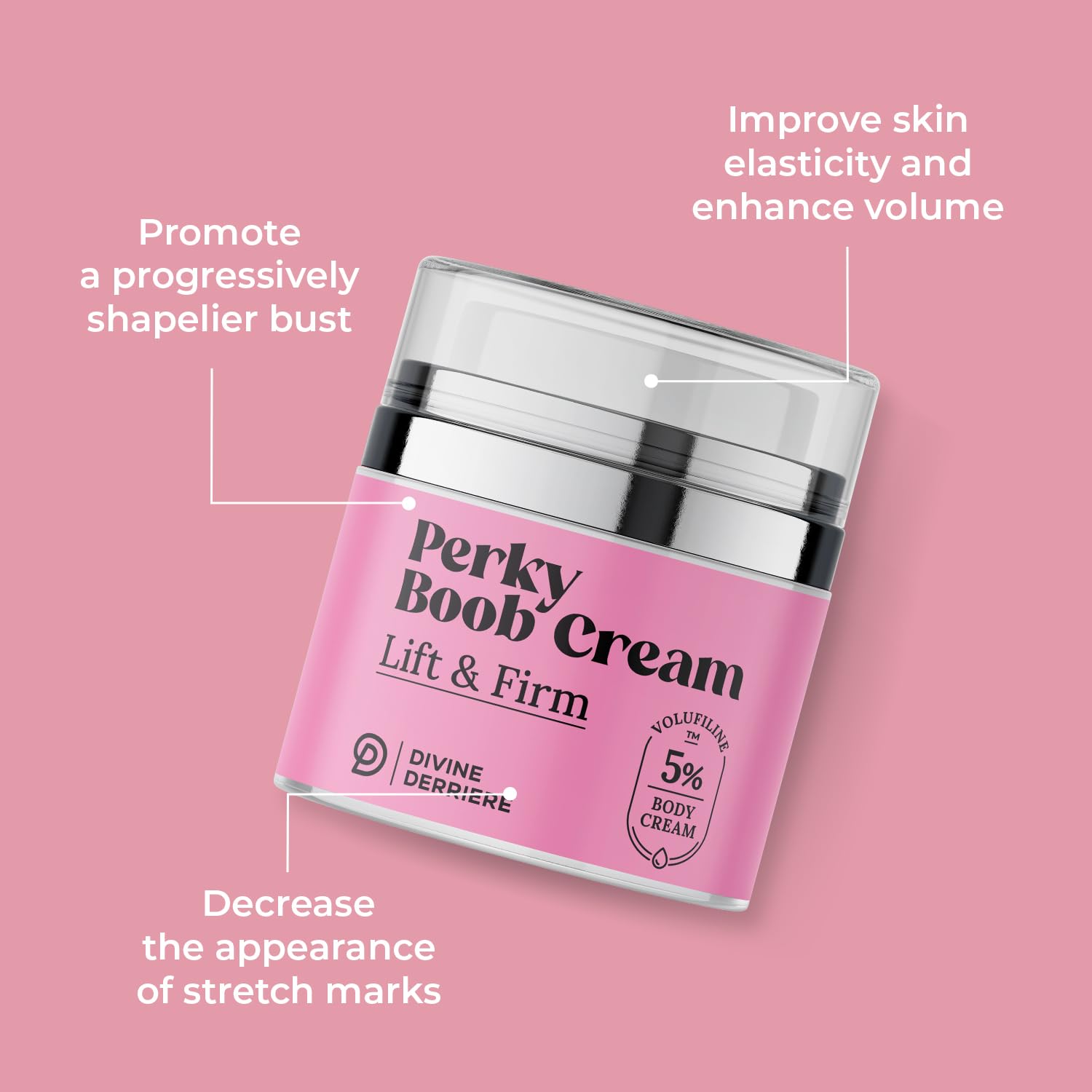 Divine Derriere Perky Body Cream on décolleté for a refined skin surface.