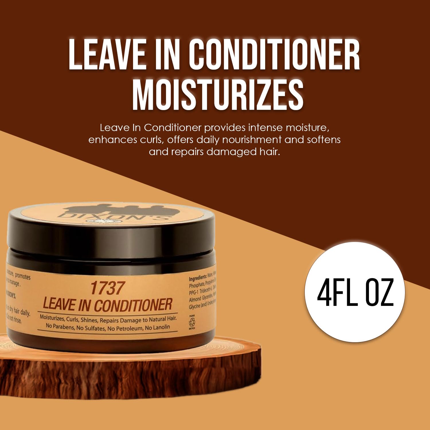 Dixon's 1737 leave-in conditioner applied to damp curls for definition