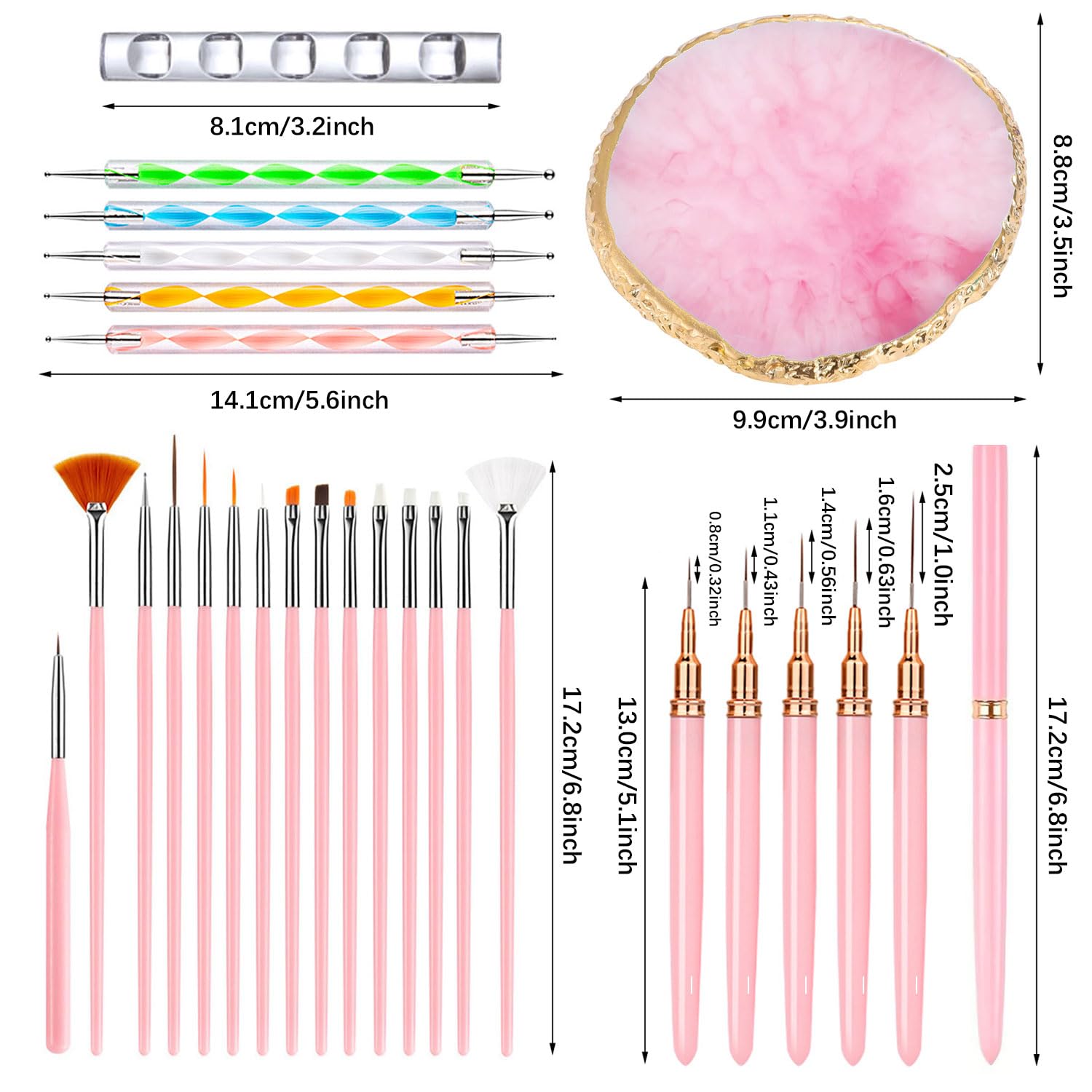 DIYCICO nail art brushes collection offers precise detailing for lines and dots