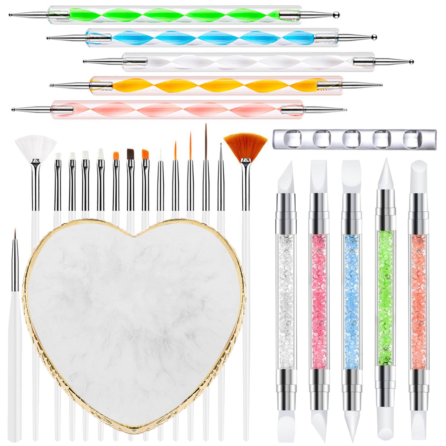 DIYCICO nail art kit 27pcs with brushes and tools for professional manicure creativity