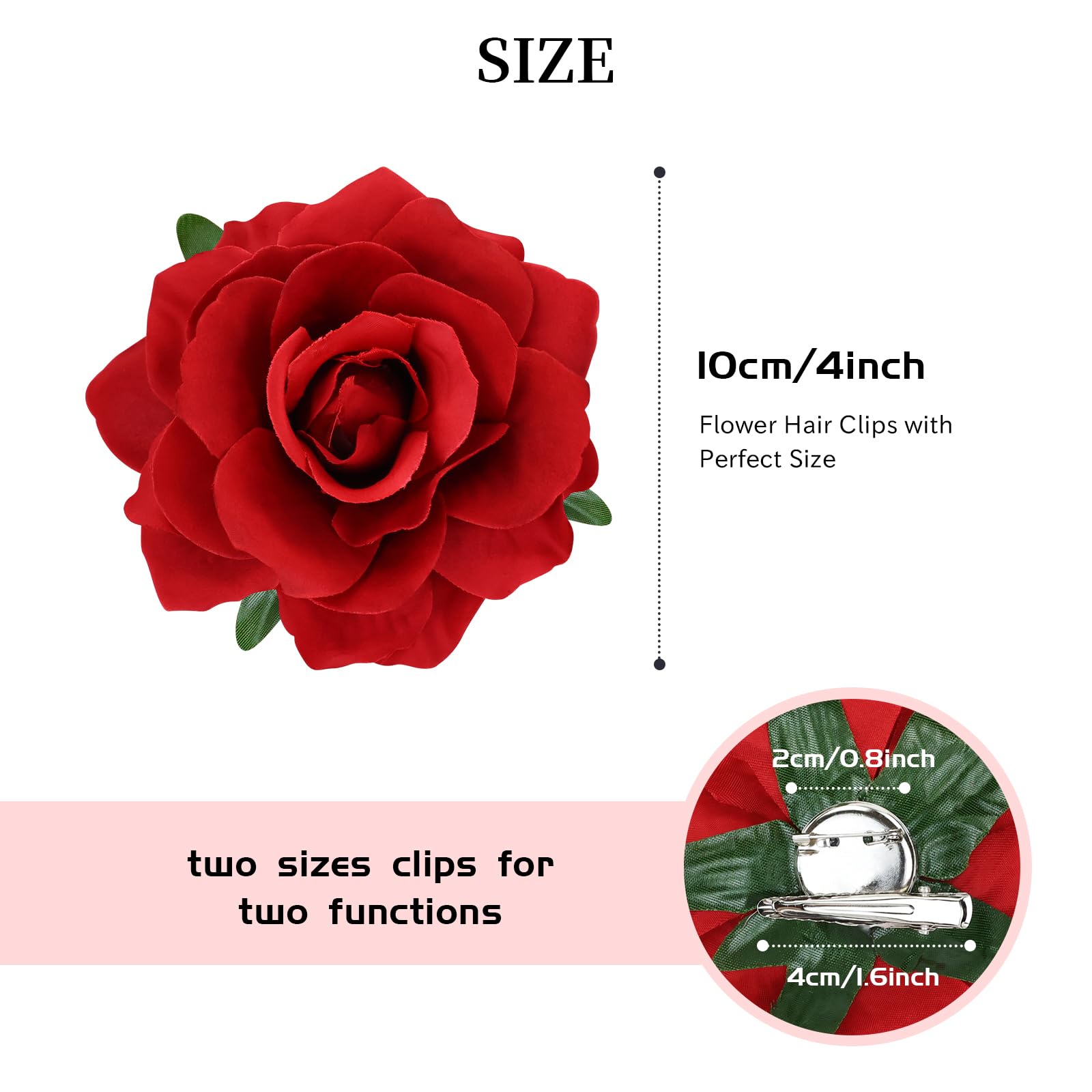 Dizila red flower clip adds a romantic touch to bridesmaids' hairstyles