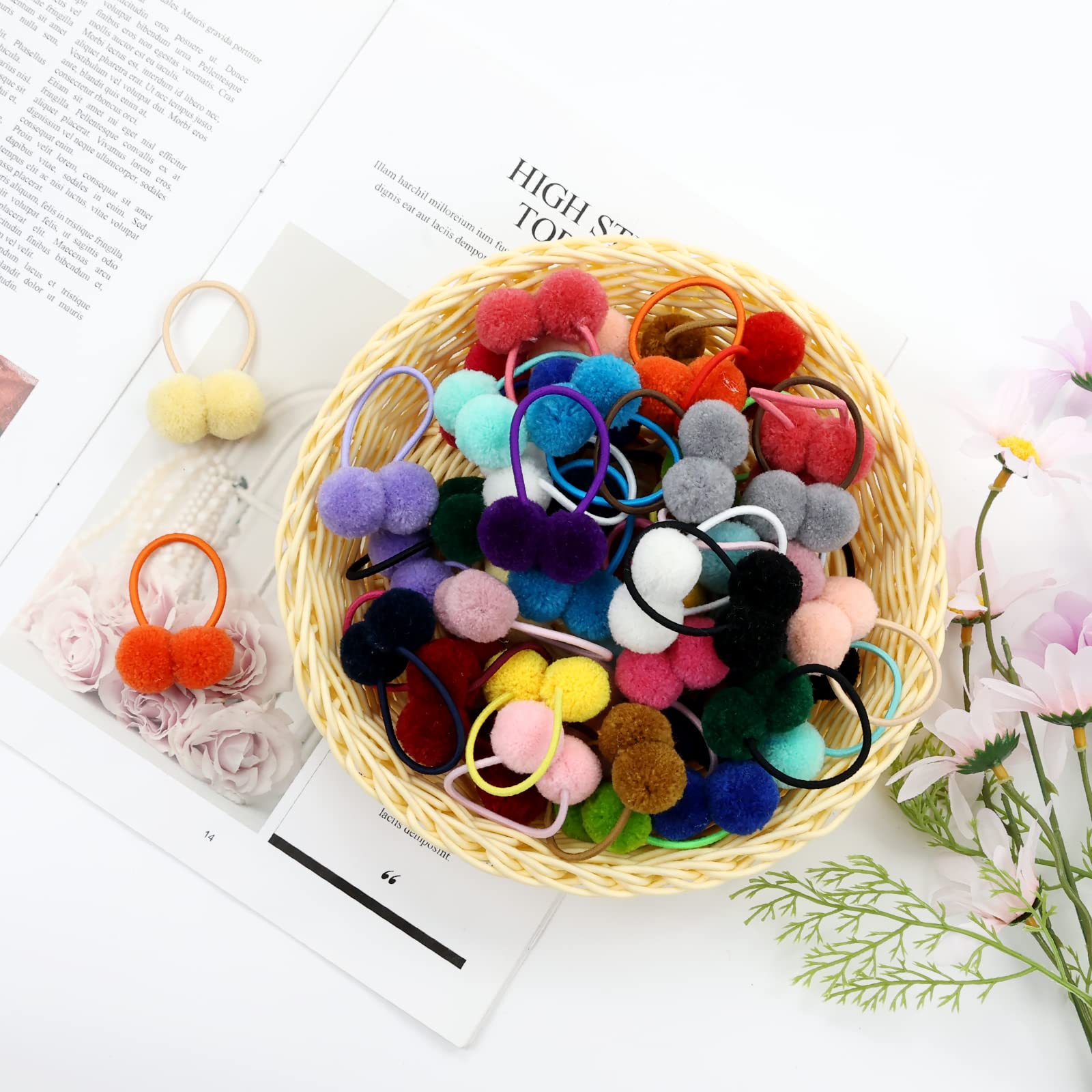 Dizila pompom hair ties used as cute photo props