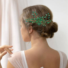 Dizila wedding hairstyle accessory side comb complements bridal looks with luminous crystals.