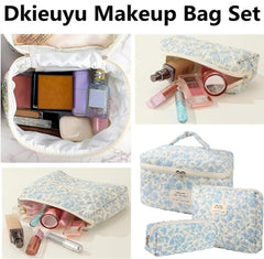 Dkieuyu floral pattern zipper makeup bag closeup emphasizes fashion-forward travel accessory