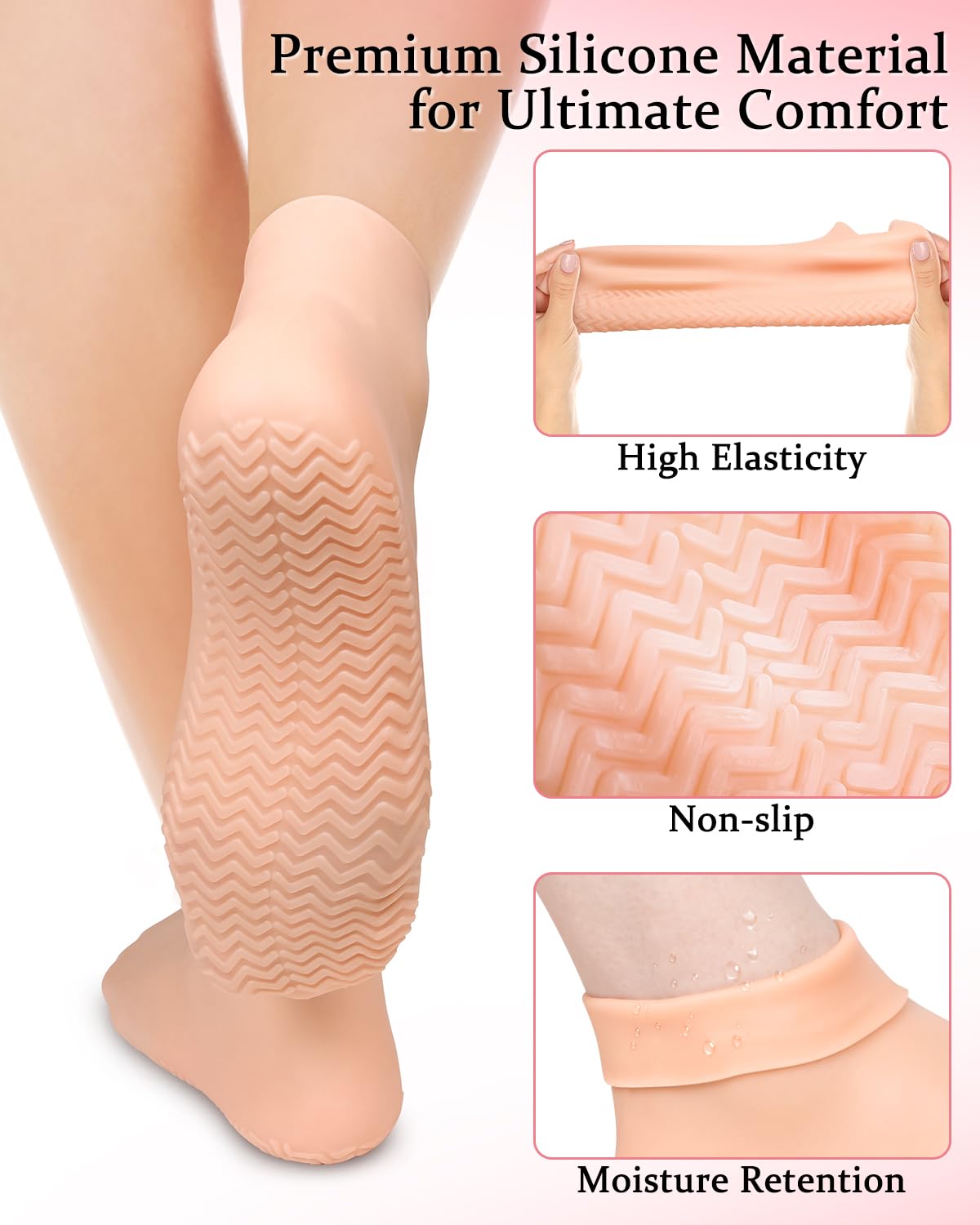 DLMDLM silicone sock wearing image demonstrates easy home foot care routine