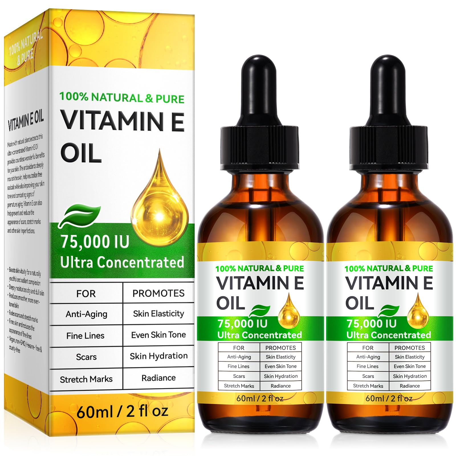 DLOMFVFQ vitamin E oil bottle closeup showing pure organic formula for skin care