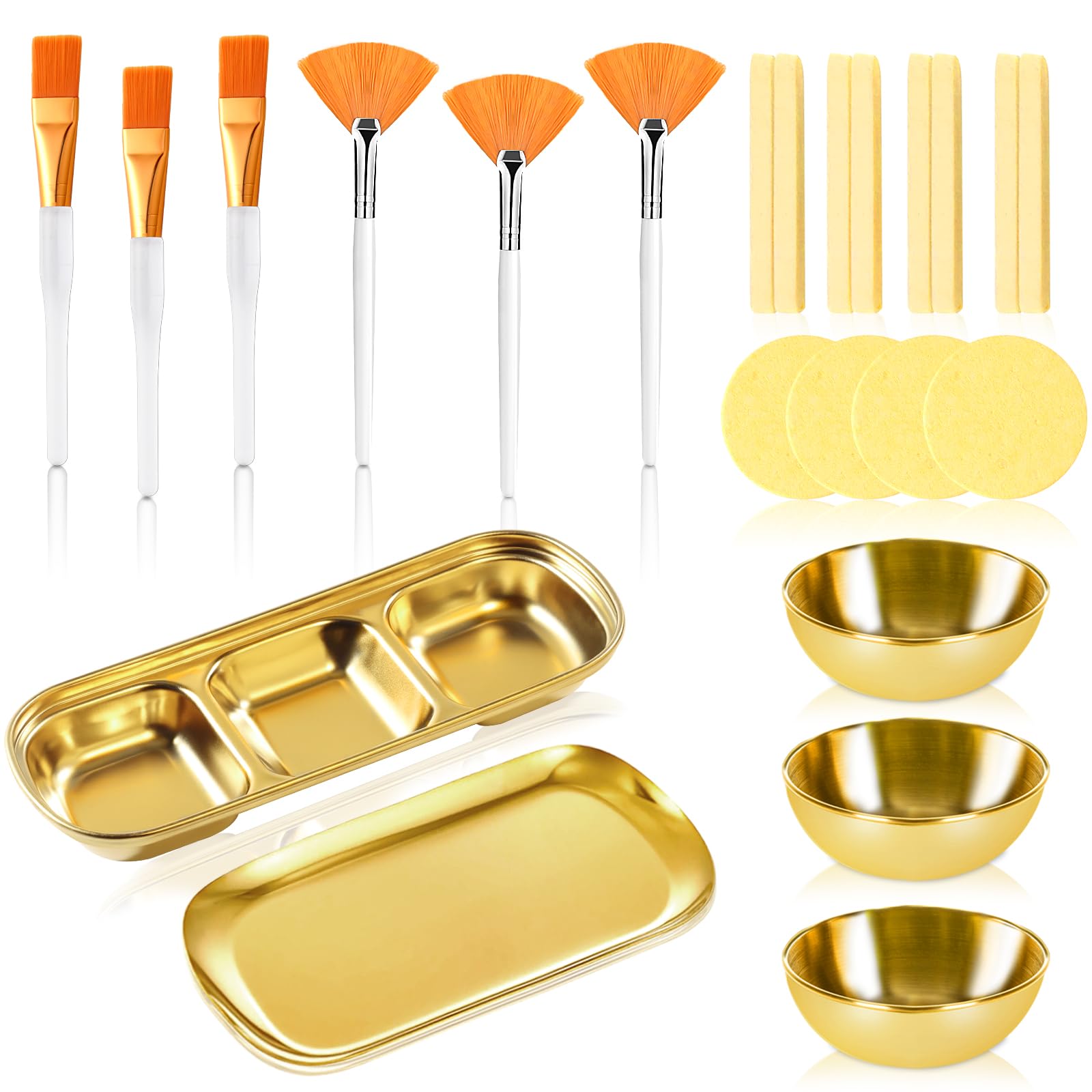DLUGOPIS gold mixing bowls for precise prep during facials.