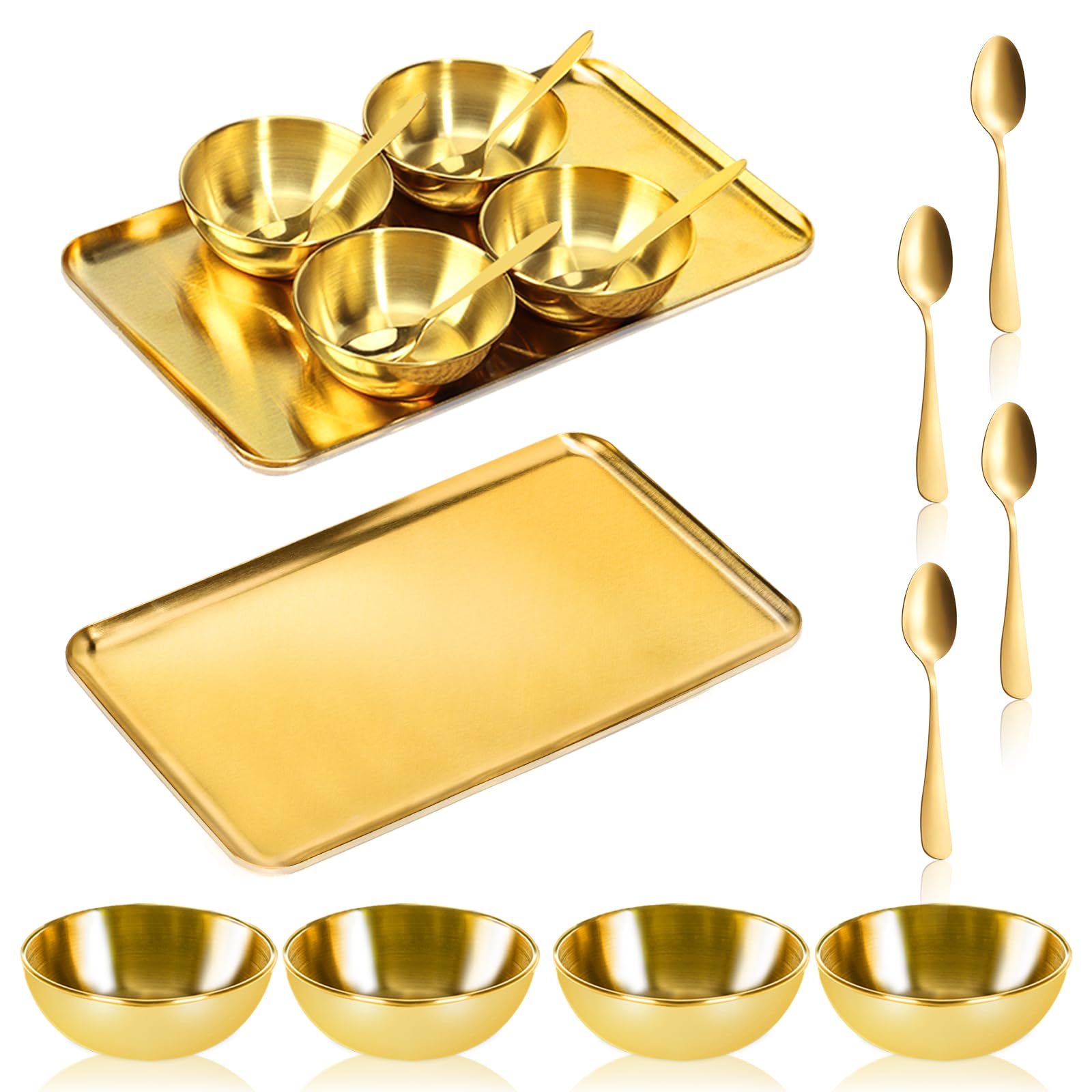 DLUGOPIS gold facial tray on vanity for organized skincare routine.