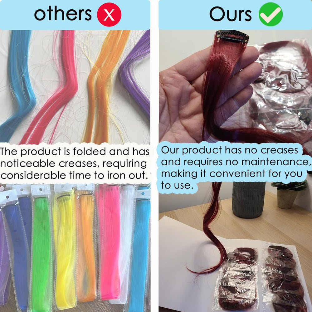 Dlyoigr red clip-in extensions safe for kids and sensitive scalps.