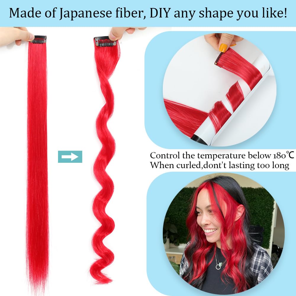 Dlyoigr red extensions show rust-resistant snap clips for secure all-day wear.