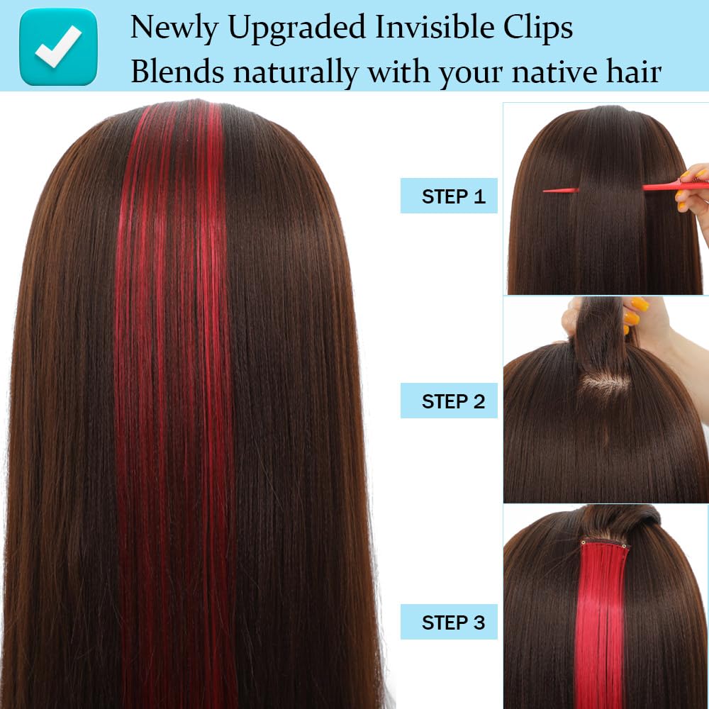 Dlyoigr clip-in extensions with seamless front panel for natural blending.
